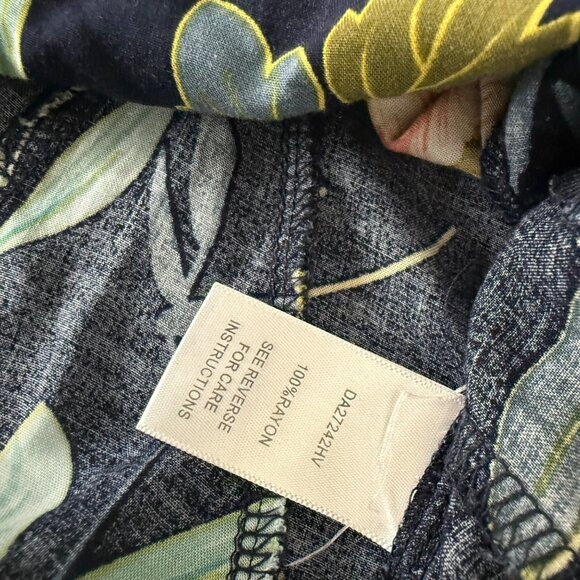 Aakaa Womens Floral Dress S 100% Rayon Navy Long Sleeves - Picture 4 of 10